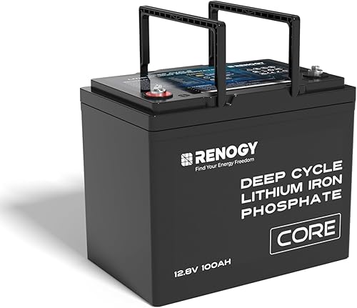 Renogy Batería de ciclo profundo LiFePO4 de litio de 12 V 100 Ah, más de 5000 ciclos profundos, energía de respaldo para motor de arrastre, RV,