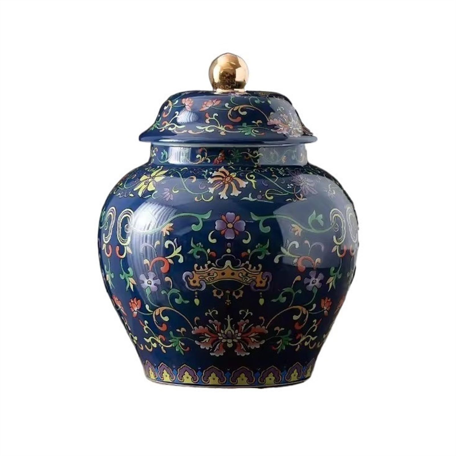 Zbiornik do przechowywania herbaty Klasyczny emaliowany pojemnik na herbatę Ceramiczny duży czarny pojemnik na herbatę, zielona herbata, słoik do przechowywania w domu, w(Niebieski)