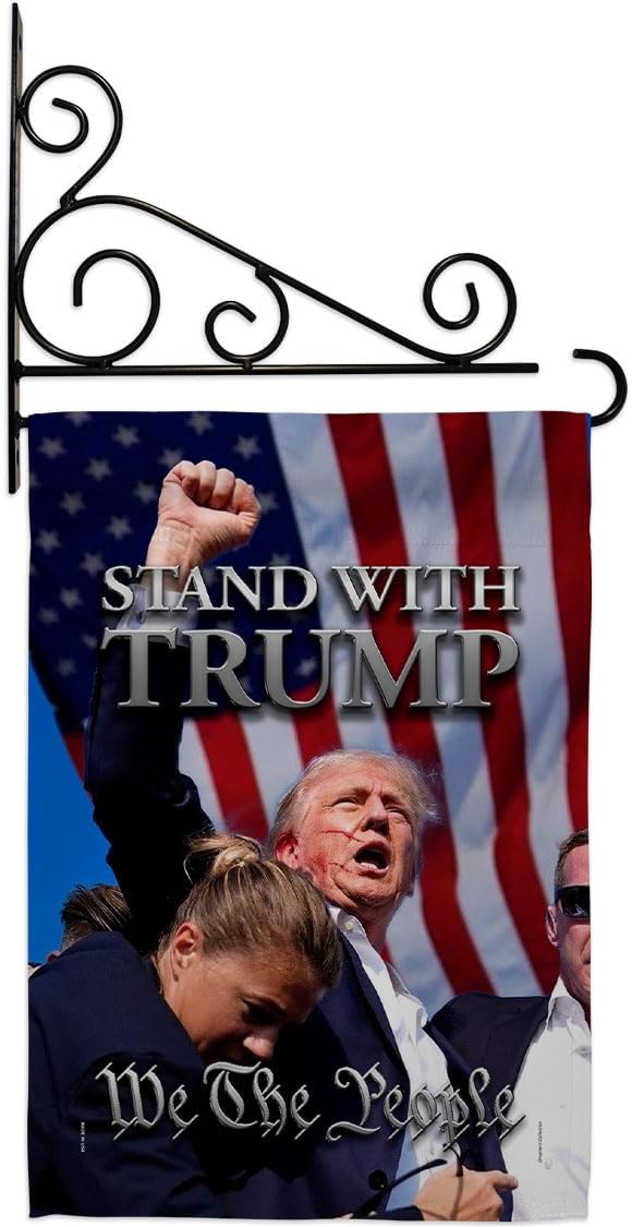 MAGA 2024 Trump Shooting Flag Holder Kit Wall Hanging Decor for Home Porch Vance Make America Great Again Poster Patio Yard Sign Outdoor Patriotic Decorations Republican Gift Made in USA