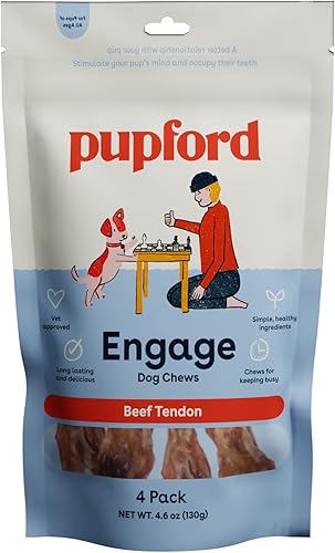 Pupford Masticables de tendón turbo de carne de res para perros  Limpia los dientes enseña masticar adecuadamente y contiene glucosamina para ayudar