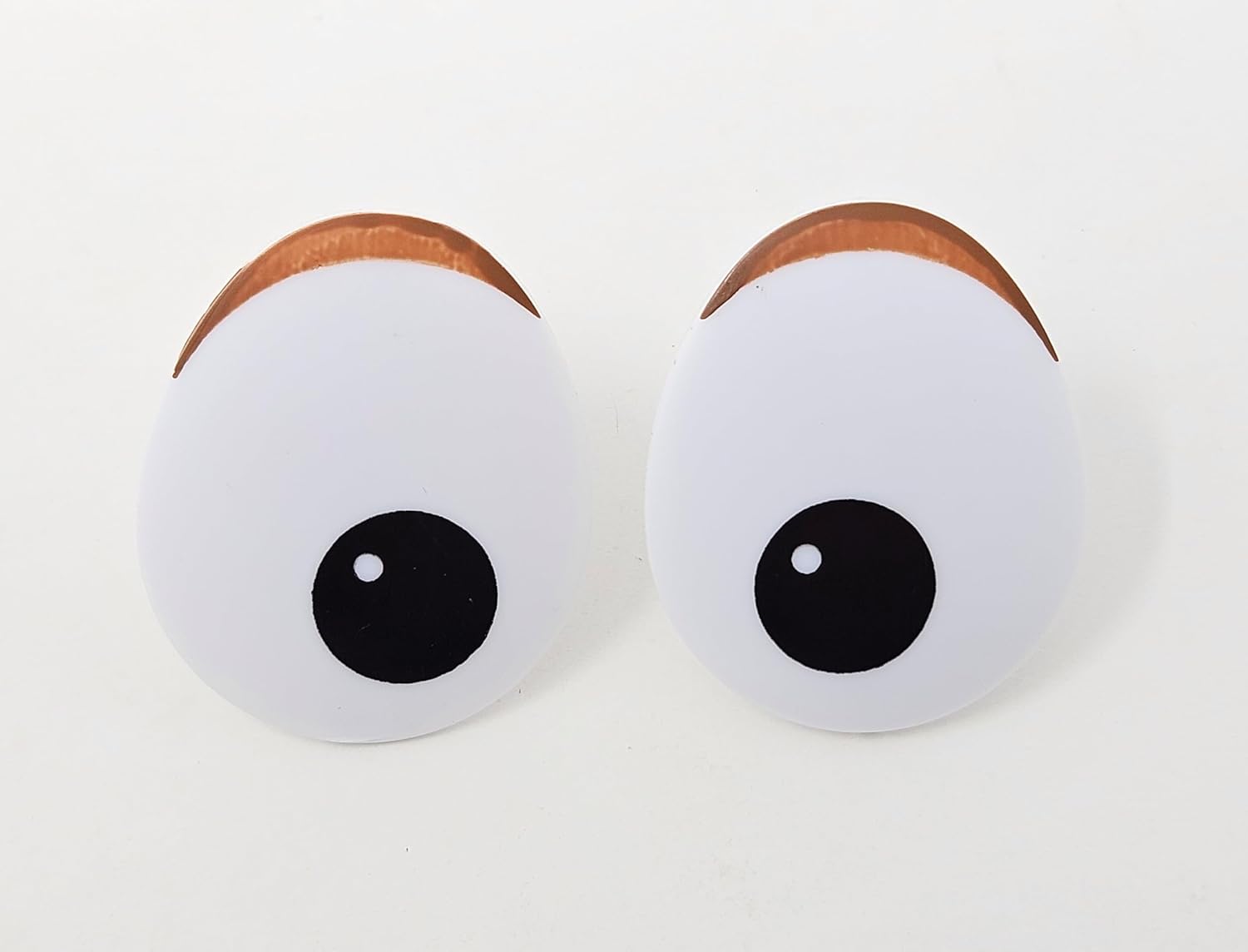 Pair of Zim's 36mm x 30mm Oval with Brown Eyelid Comical Cartoon Plastic Safety Eyes for Craft Amigurumi Dolls, Toys or Puppets (Pack of 3)