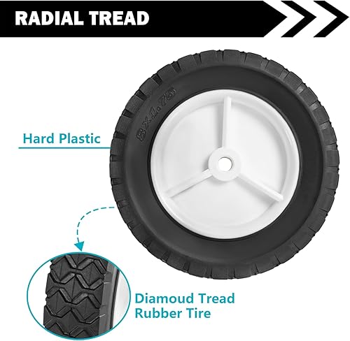 Miniatura 6 de 72-108 - Rueda de plástico que reemplaza AYP 103670 103670X 107644X 146248 Craftsman 33958 Hus 532146248 MTD 734-04585 734-1780, 8 x 1.75 pulgadas,