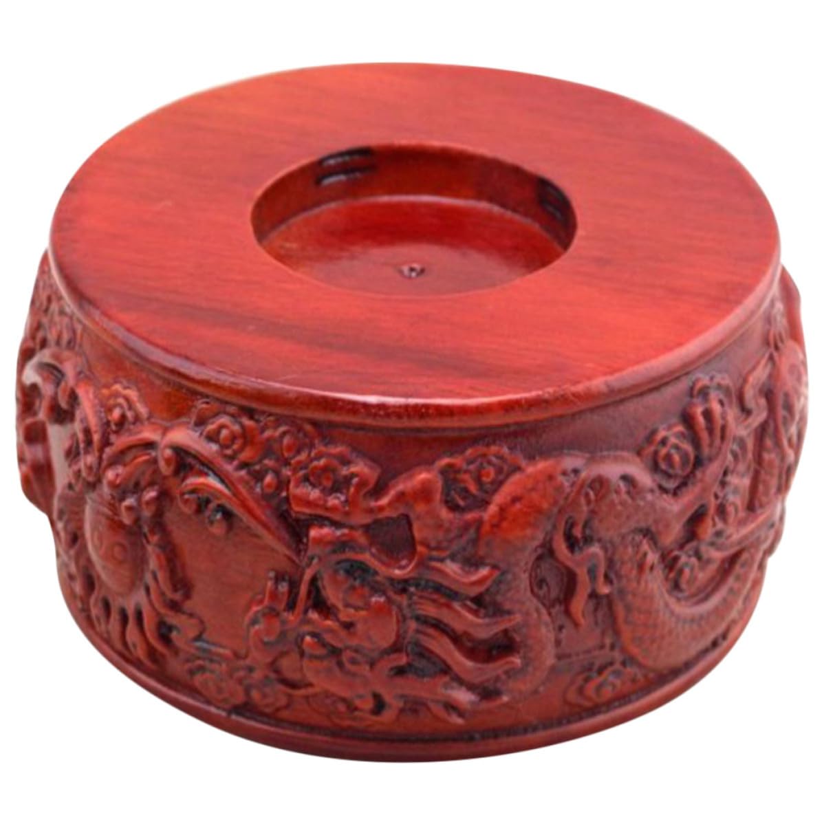 Support en Bois Sculpté Rouge pour Bouddha, Sublimez l'Ame de Votre Décoration