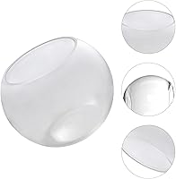 Vista 8 de ERINGOGO Jarrón de vidrio redondo de vidrio para peces, cuenco de acuario transparente para pecera Betta Goldfish Flower Florero de centro de mesa