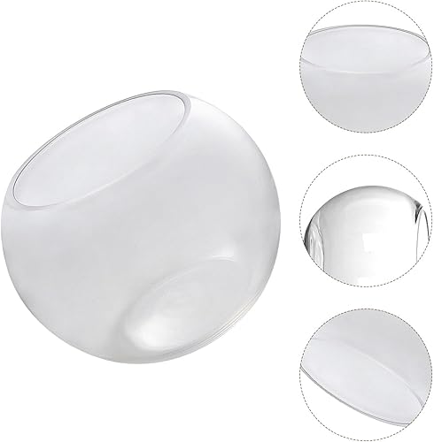 Miniatura 8 de ERINGOGO Jarrón de vidrio redondo de vidrio para peces, cuenco de acuario transparente para pecera Betta Goldfish Flower | Florero de centro de mesa