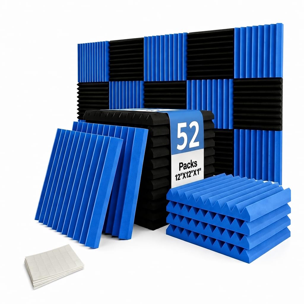 48 paneles de pared para absorción de sonido; espuma de insonorización para estudio de 2,54 x 30,48 x 30,48 cm
