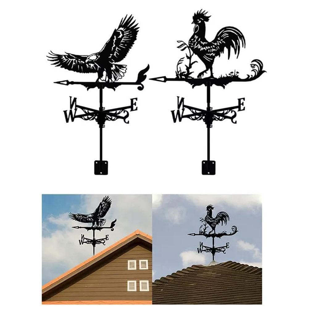 Segnavento in acciaio inox a forma di gallo, banderuola per cortile, collies, fienile, capannone, H0i9, ornamento per tetti e giardini