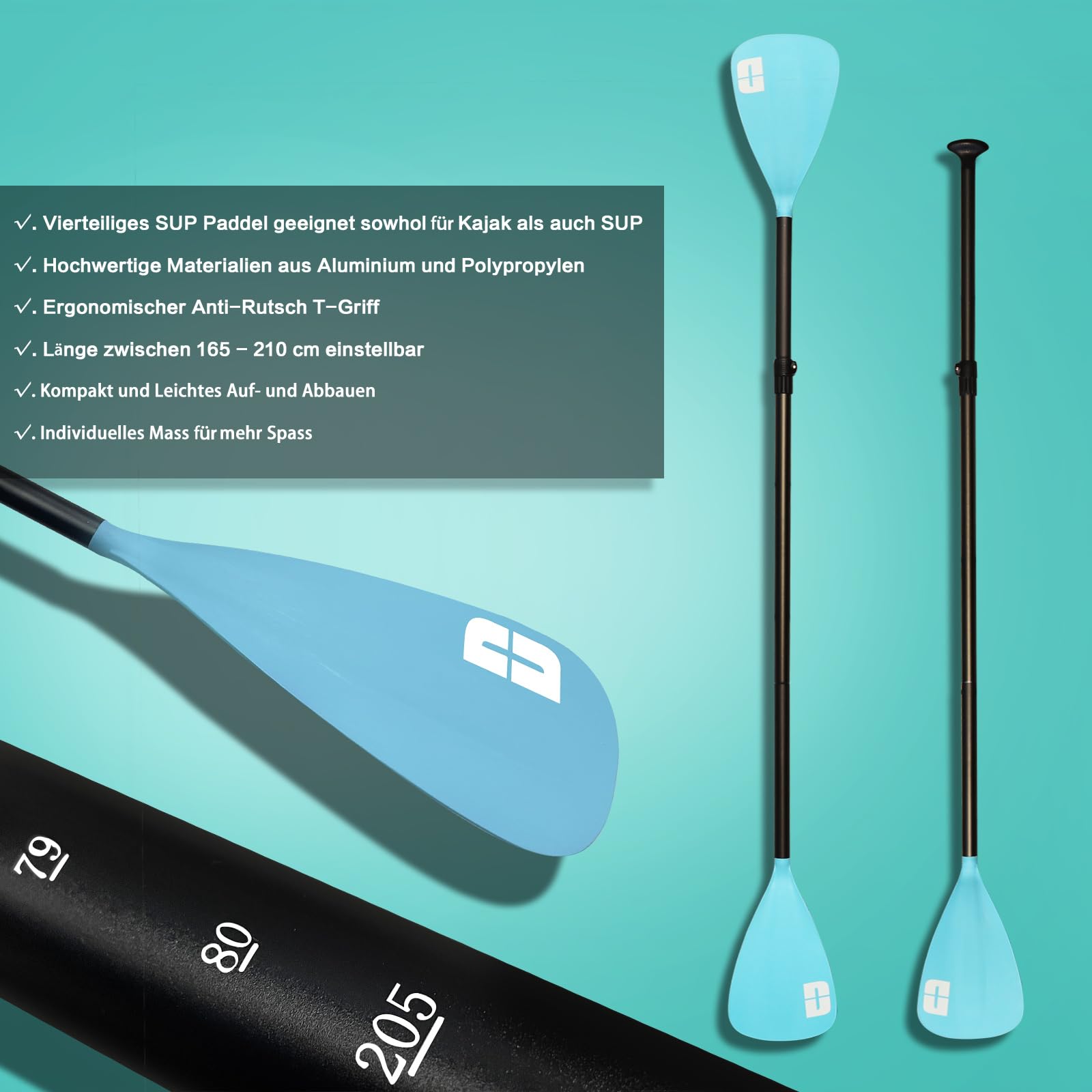 Stand up paddle gonfiabile, sedile per kayak e supporto per fotocamera, pagaia 2 in 1, 330 x 76 x 15 cm, fino a 150 kg, pompa con cinghia da piede, zaino