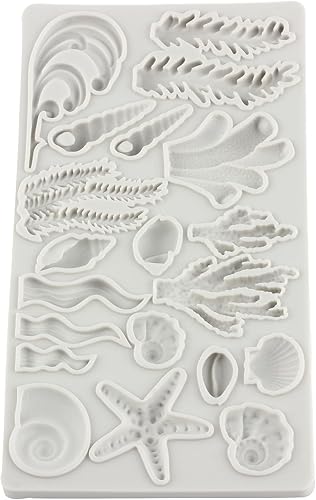 Vista 16 de Molde de silicona para fondant, diseño de algas marinas, pescado de mar, coral, para decoración de tartas, decoración de cupcakes, caramelo y goma