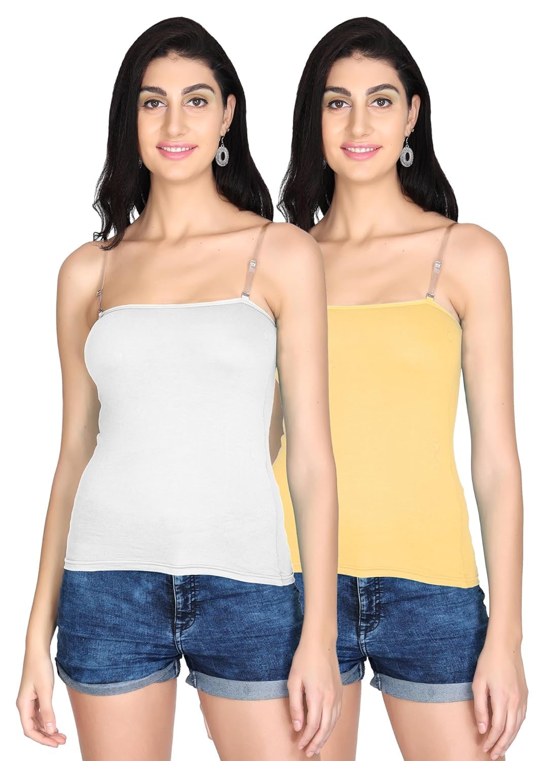 OK INTERPRISES Women's Cotton Camisole Slip Adjustable Transparent Strap Pack of 2 (Size by 28 to 34 Skin-White-picture-28