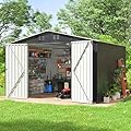 Roomfitters 6 x 8 FT Outdoor Storage Shed, Metal Utility Tool House with Lockable Door and Vents, Waterproof Garden Shed for Patio or Lawn