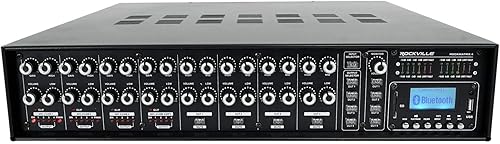 Miniatura 2 de Rockville Amplificador de fuente múltiple de matriz de 4 zonas+20 altavoces de techo blancos de 8 "70v