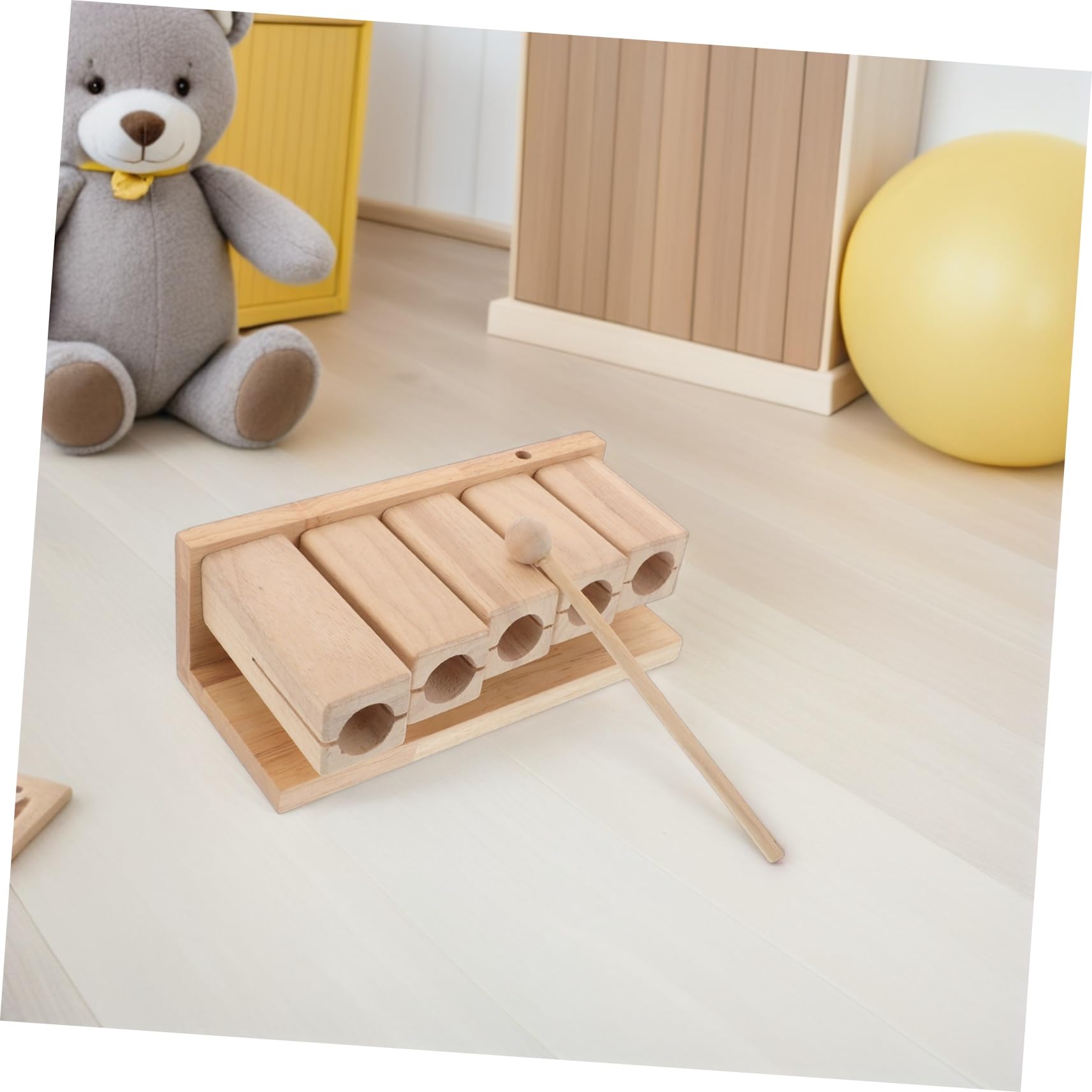 FRCOLOR Strumento Ritmico Musicale in Legno con Mazzuolo, Design Pentatonico a Cinque Toni, Impugnatura Ergonomica Adatta a Ragazzo Ragazza per Lezioni di Musica e Gioco Educativo