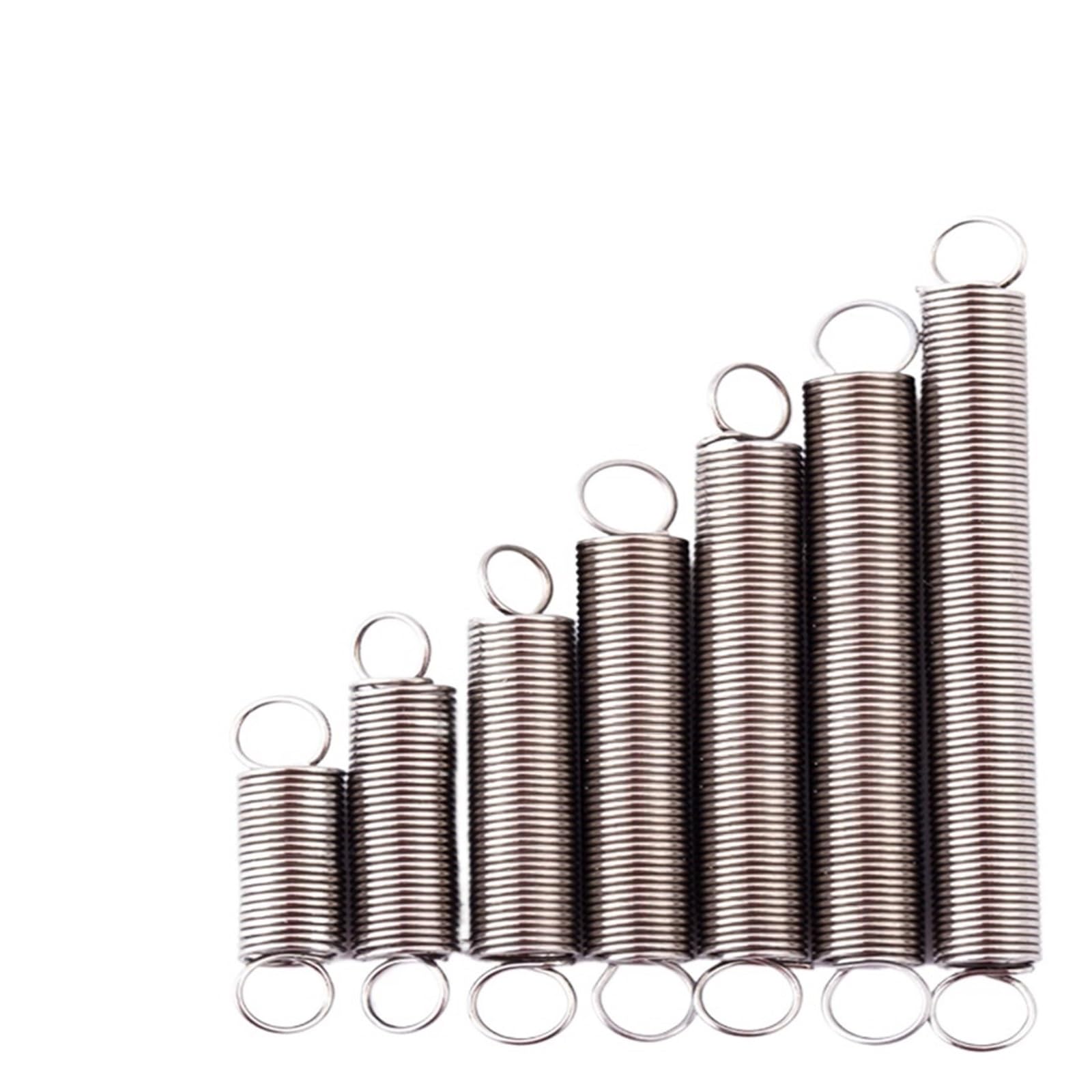 Zugfeder 10 Stück kleine Spannfedern aus Edelstahl mit Doppelhaken, Draht 0,3–0,6 mm, Außendurchmesser 3–8, Länge 15–50(40mm,0.5x6mm)