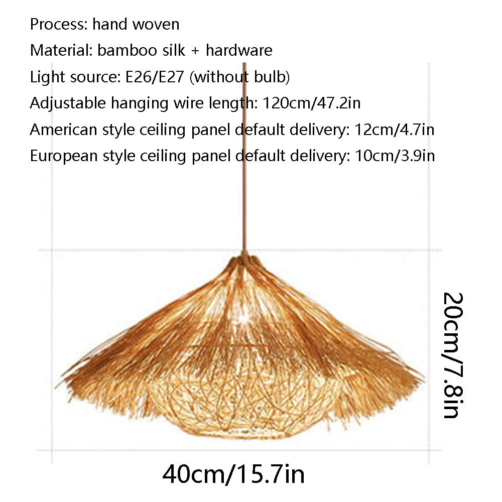 Candelabro De Mimbre Retro Con Pantalla De Lámpara Tejida De Nido De Pájaro Lámpara Colgante De Estilo Japonés De Bambú Natural Lámpara Colgante De Mimbre Para Sala De Estar Farmhouse De 1 Luces