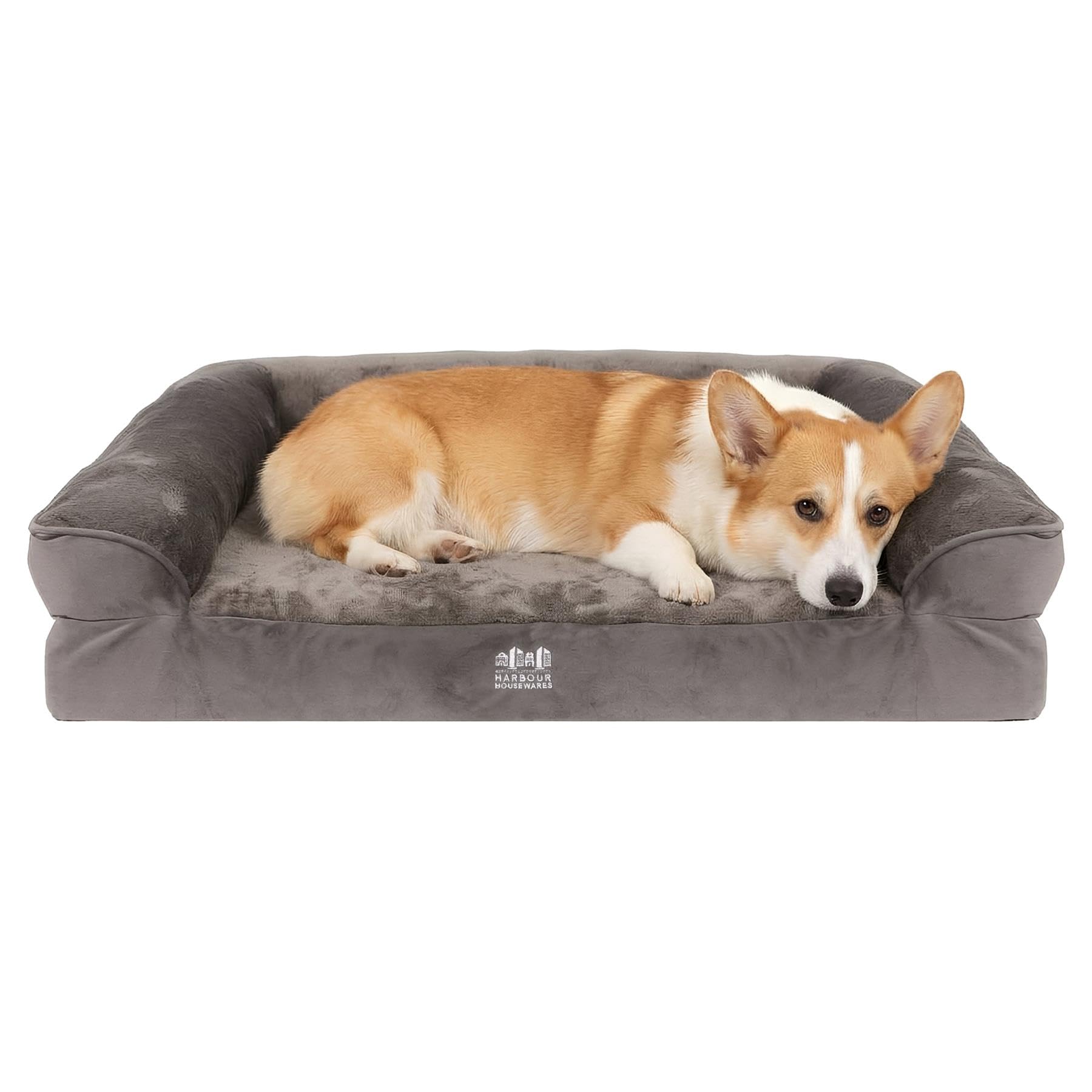 Harbour Housewares Deluxe Waterproof Dog Bed – Small – Orthopaedic Egg Crate Foam Mattress, Plush Cover, Non-Slip Base, Washable, Joint Support, Cozy Comfortable Pet Bed