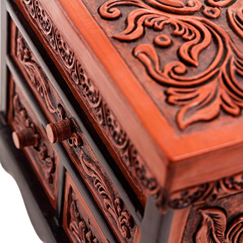 Novica Cedar And Leather Jewelry Box Wood With Mirror From Peru Brown Woodleather Boxes Leaf Tree Colonial [6.25In H X 7.5In W X 4.7In D] 'Symbolic Leaves' #TOP2