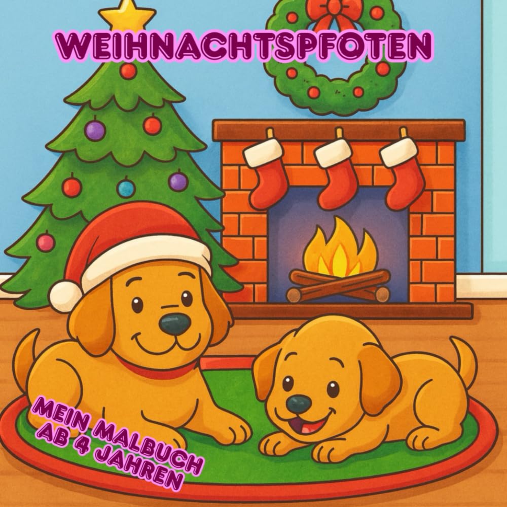Weihnachtspfoten - Mein Malbuch ab 4 Jahren: Das perfekte Geschenk! Über 50 süße Hundemotive - zum Ausmalen, Entspannen & Kreativsein. Für kleine und große Künstler mit ganz viel Herz!