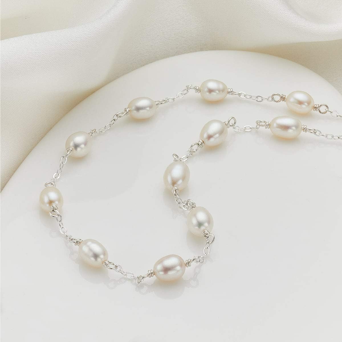 Molly Brown London Freshwater Pearl Station Necklace For Girls. Ideal for Christening Holy Communion Gifts for Girls Flower Girl and Bridesmaids Gifts - Image 4