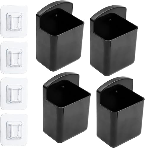 Miniatura 9 de Paquete de 4 cajas autoadhesivas para TV y aire acondicionado, soporte para control remoto, montaje en pared, caja organizadora (blanco)