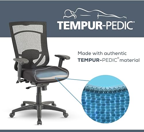 Miniatura 5 de Tempur-Pedic Tp7000 Silla de trabajo de tela con respaldo de malla, negro y cobalto (Tp7000-Cobalt)