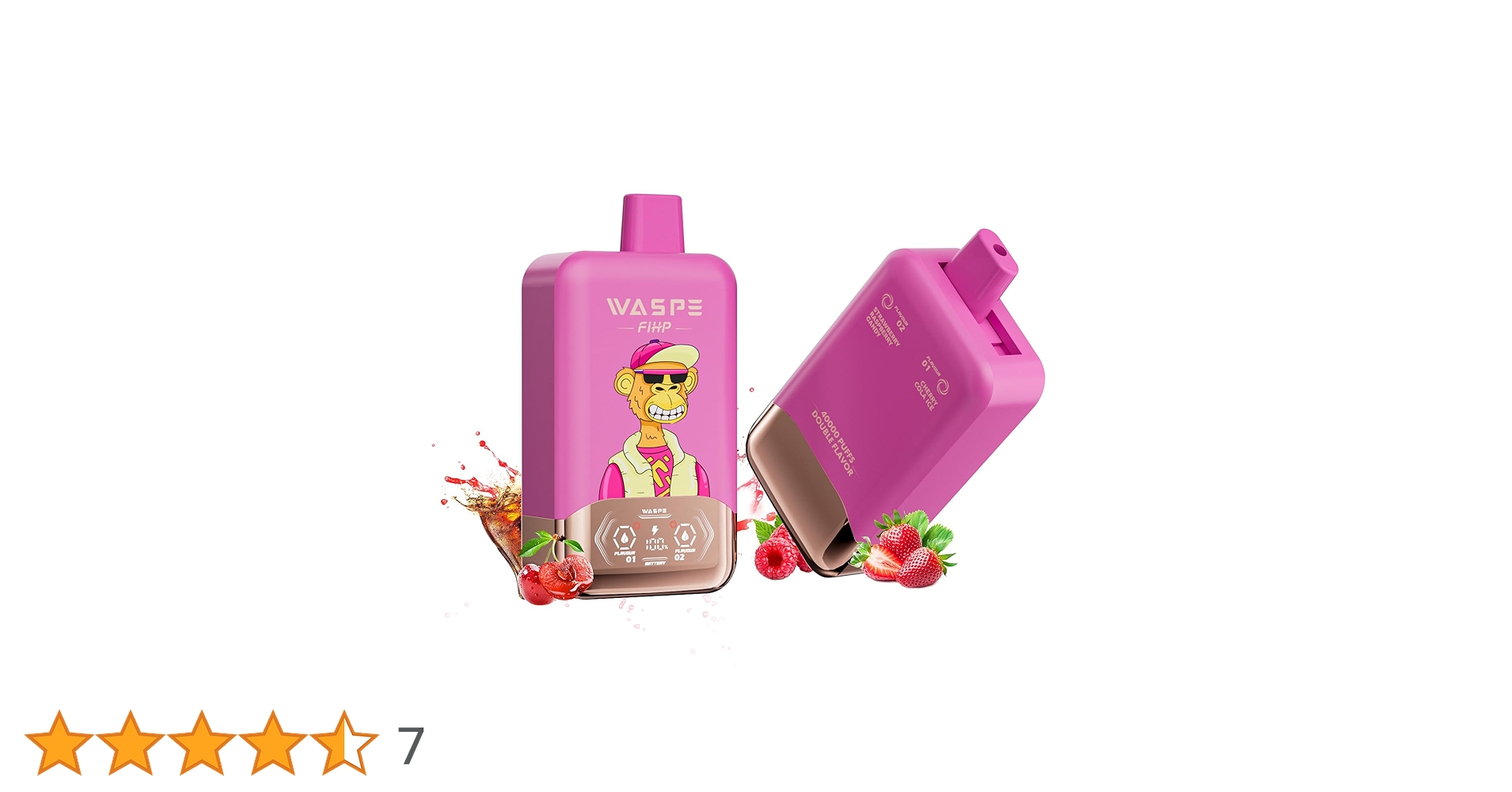 ２つ　WASPE ブルーベリー フレーバー デバイス　ノーニコチン Amazon | 【ダブルフレーバー】 使い捨て電子タバコ40000回吸引