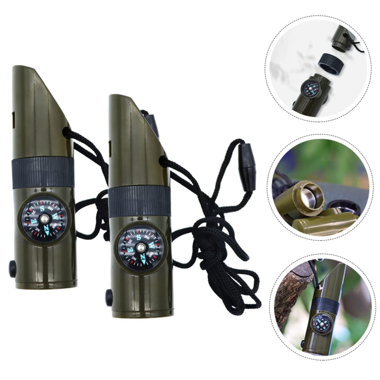Toddmomy Sifflet De Survie Boussole Sifflet De Survie Chaîne Sifflet De Renard Tir À l'arc Thermomètre À Café Sifflets d'urgence Allumettes Radio Lampe De Poche Rechargeable