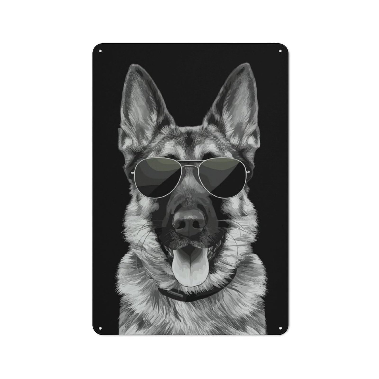 Junmoney Cool German Shepherd Retro Tin Sign 30X20cm For Living Room Wall, For Home Interiors, Feature Walls And Decorative Displays