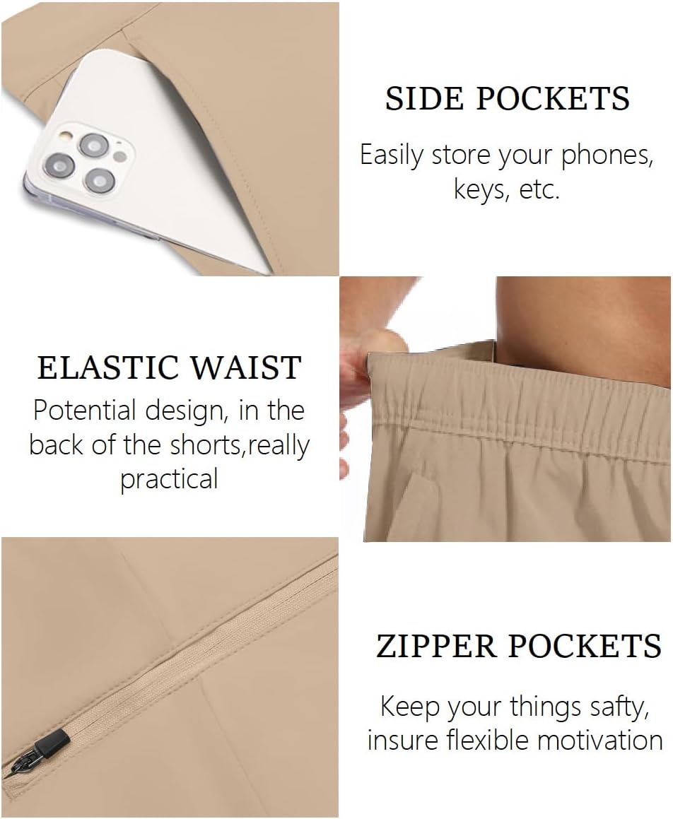 COOFANDY Mens Casual Golf Shorts 9" Stretch Lightweight Quick Dry Summer Hiking Travel Shorts with Zipper Pockets - Image 7