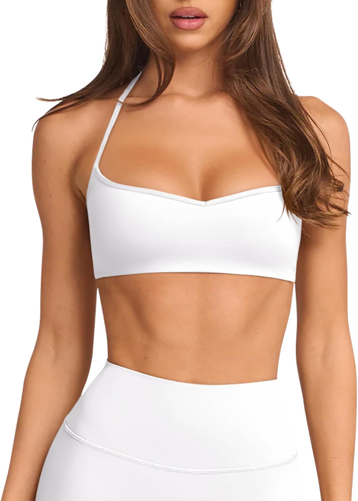 Womens Adjustable Spaghetti Straps Sports Bra Sweetheart Neck Wireless Padded Workout Yoga Crop Tops
