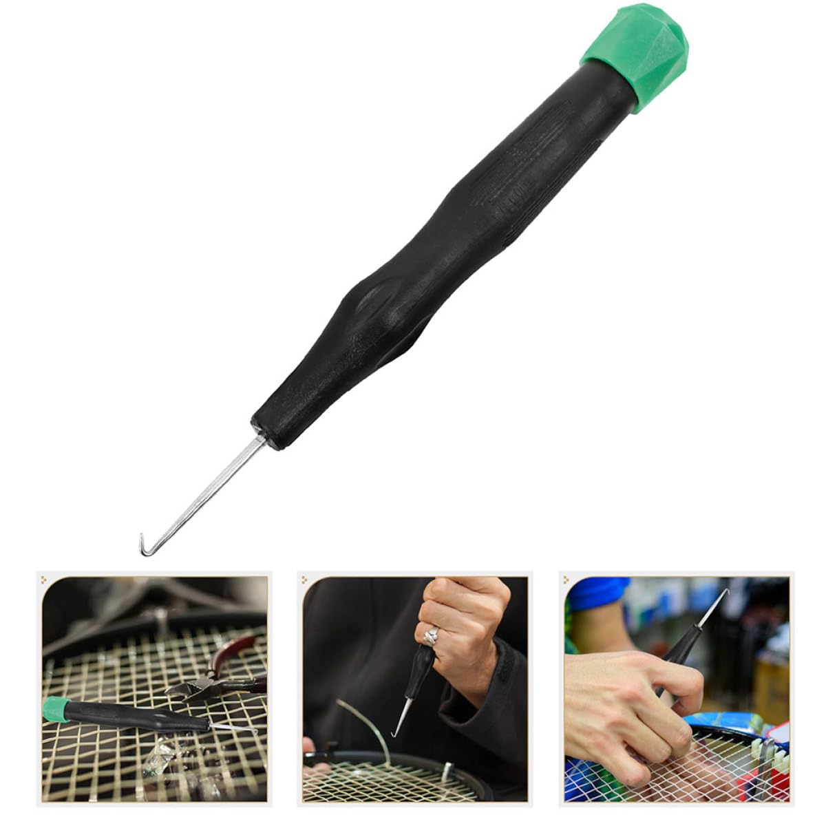 Veemoon Badminton Besaitungsmaschine Zubehör 2 Stück Werkzeug mit Ergonomischem Kunststoffgriff Einfädelhaken für Sportschläger Reparatur und Bespannung