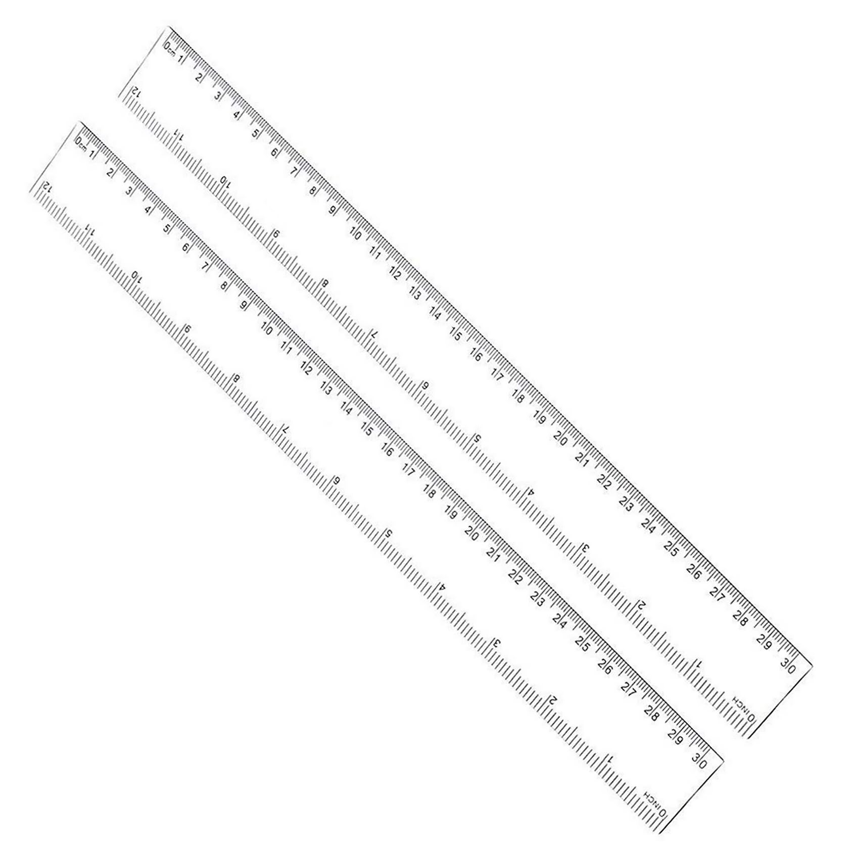 30,5 cm langes gerades hartes Lineal aus Kunststoff, durchsichtig, flexibles Lineal mit Zoll und metrischem Messwerkzeug für Studenten, Schule, Büro, transparent (2 Stück)