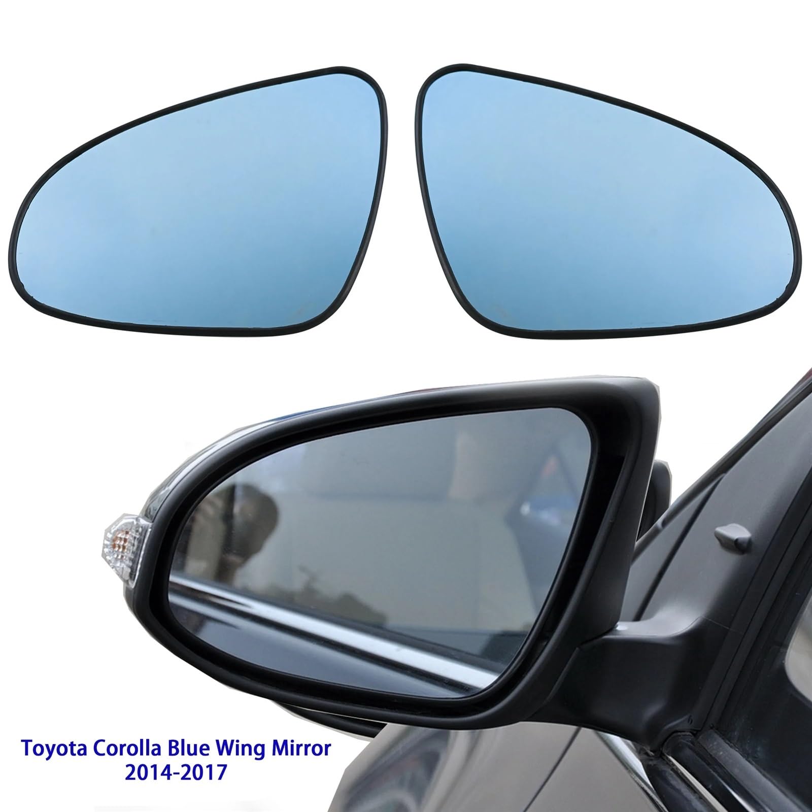Vetro Dello Specchietto Retrovisore Per Toyota Per Corolla, specchietto laterale riscaldato blu, vetro sinistro e destro, 2014-2017 installare(Right Side)