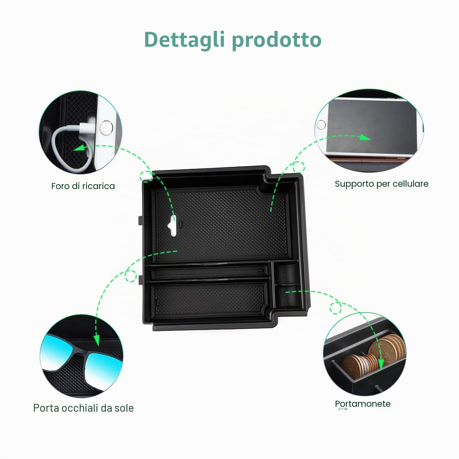 GAFAT Compatibile con Range Rover Evoque 2019-2025 2026 Contenitore per Console Centrale, Evoque L551 Organizer per Braccioli, Vano Portaoggetti, Accessori Evoque