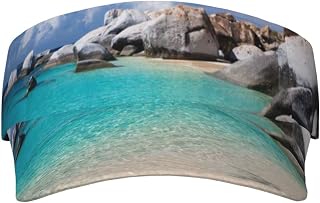 Stones Blue Sea Ocean Sunrise Mountain Printed Visor Hats for Women Adjustable Sun Protection Visor for Golf Tennis Running Summer Beach, Black, One Size, Black, One Size