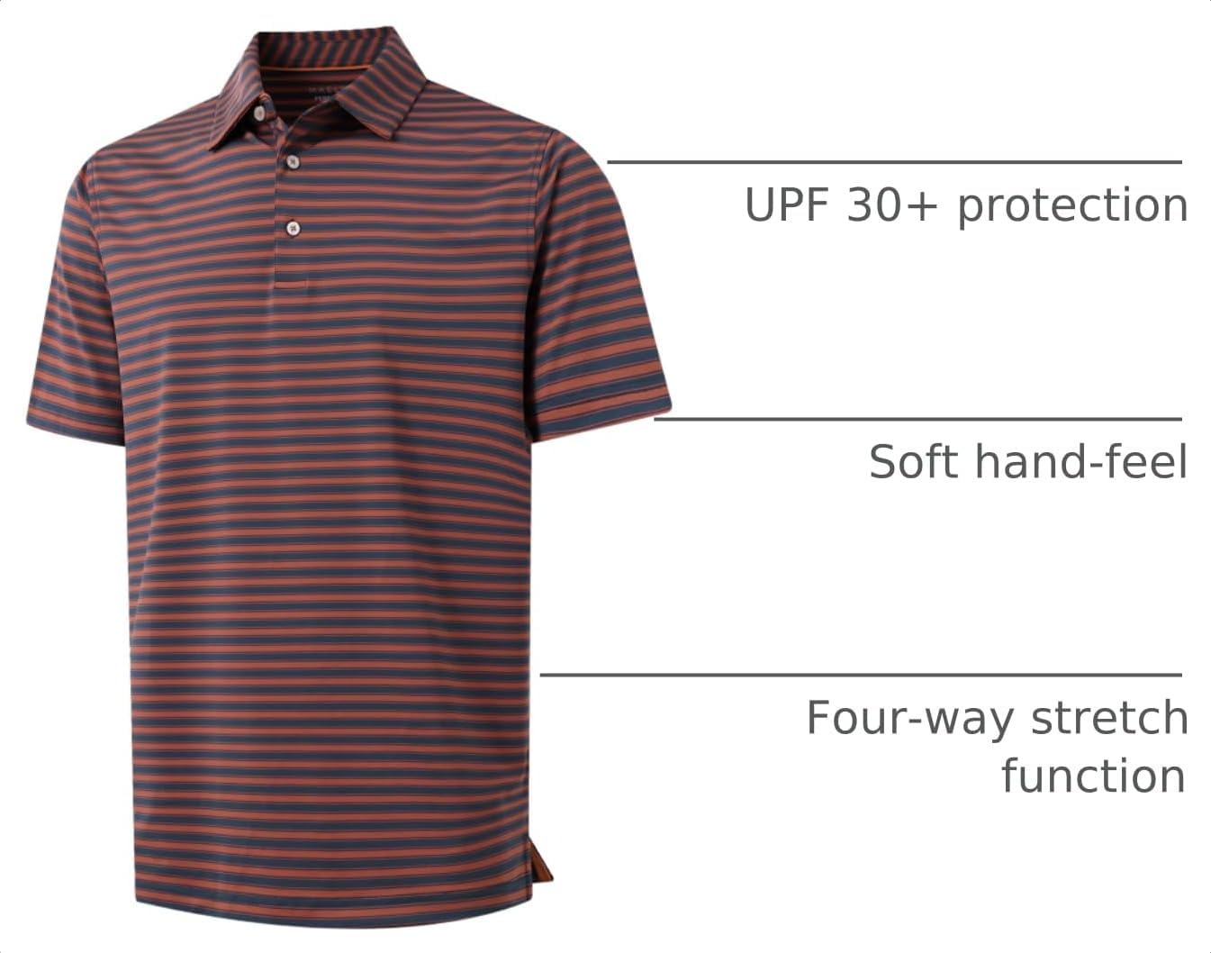 M MAELREG Golf Shirts for Men Short Sleeve Dry Fit Casual Striped Performance Moisture Wicking Collared Mens Polo Shirts
