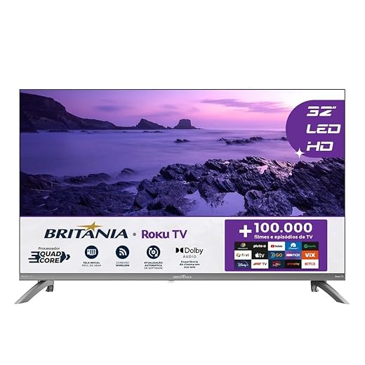 Smart TV 32" HD Britânia com Roku