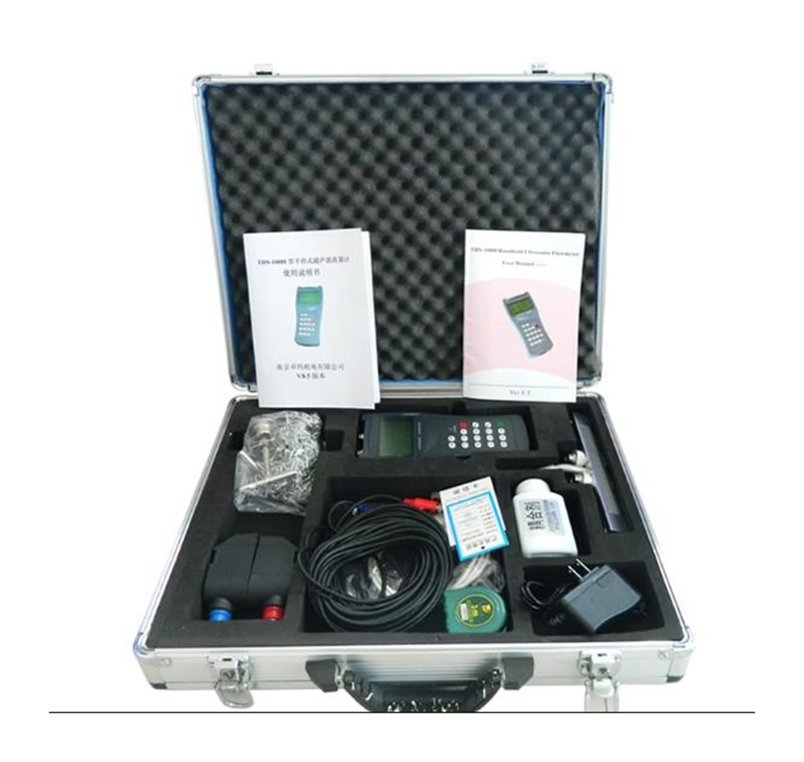 CUDTAPI Digital Flow Meter With LCD Display TDS-100H-S2+ M1/M2 Handheld Ultrasonic Flow Meter/flowmeter (15-700mm) With CD(Host with M2 S2)