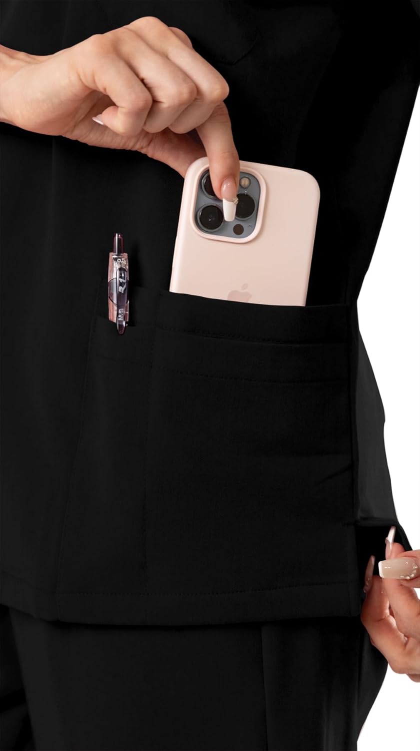 Scrub Tops for Women, V-Neck Medical Uniform Top with 4 Pockets, Soft Stretch and Durable Scrub Shirt - Image 4