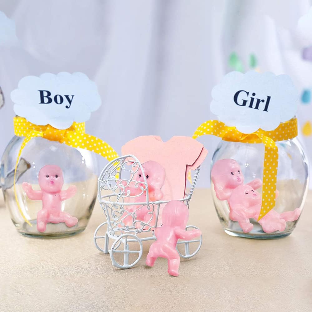 200 Pieces Mini Plastic Babies, 1 Inch Baby Doll for Baby Shower Party Favors Ice Cube Game Party Decoretions Baby Bathing and DIY Crafting (Rose Red)
