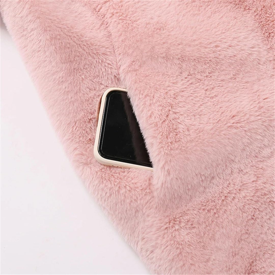 Cappotto lungo da donna in pelliccia sintetica collo a scialle doppio petto cappotto di lana extra lungo cappotto di pelliccia blu bambino S, cappotto di pelliccia blu bambino, S