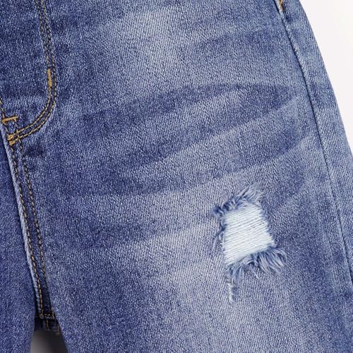 KIDSCOOL SPACE Girls Elastic Waist Slim Jeans,Ripped Fashion Simple Denim Pants3