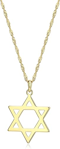 Collar con colgante de estrella de David de plata de ley 925 con cadena de cable de 180in plata chapada en oro amarillo Amarillo S3AN51A0FW