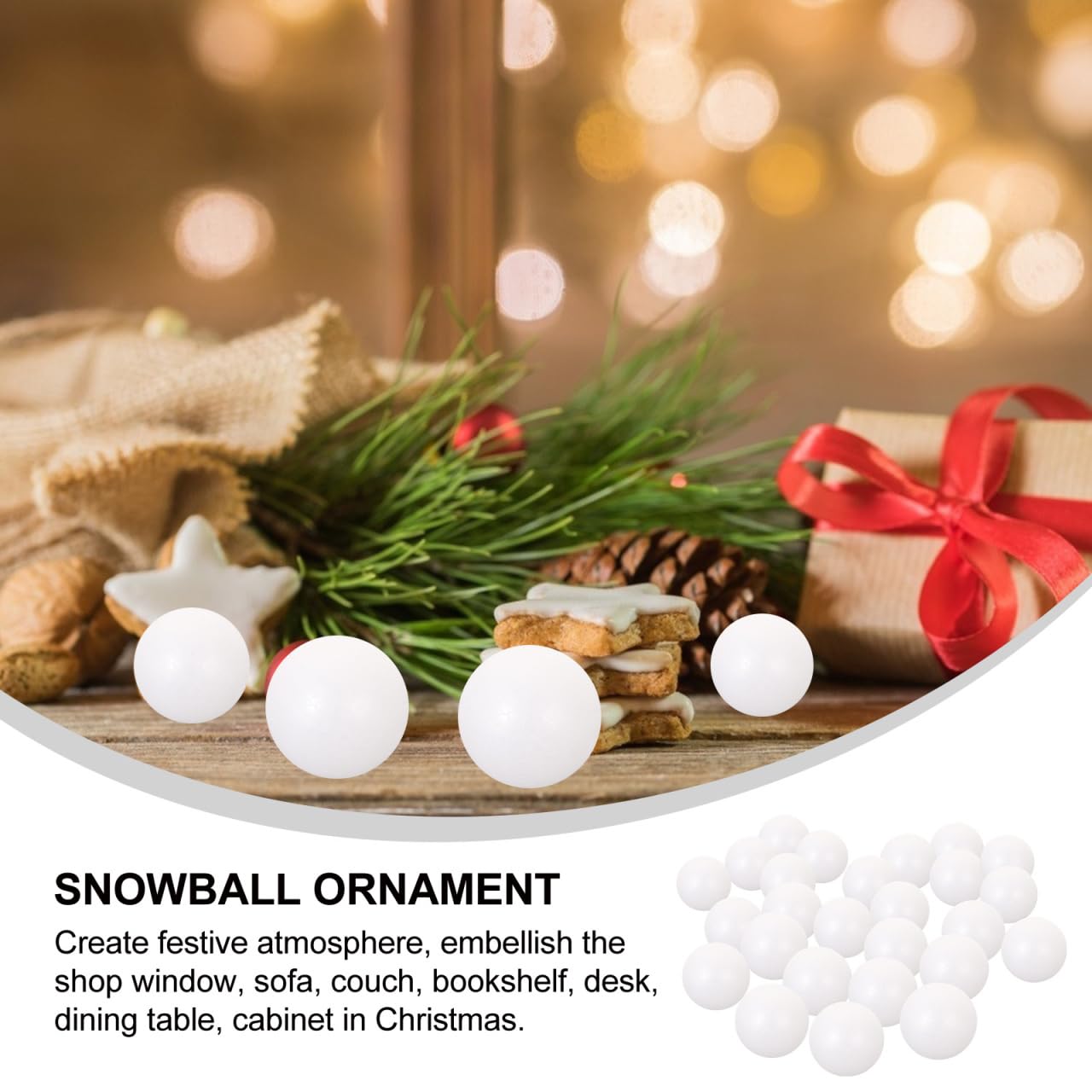Amosfun - 24 bolas de poliestireno para árbol de Navidad, bolas de poliestireno, para manualidades, manualidades, 6 cm