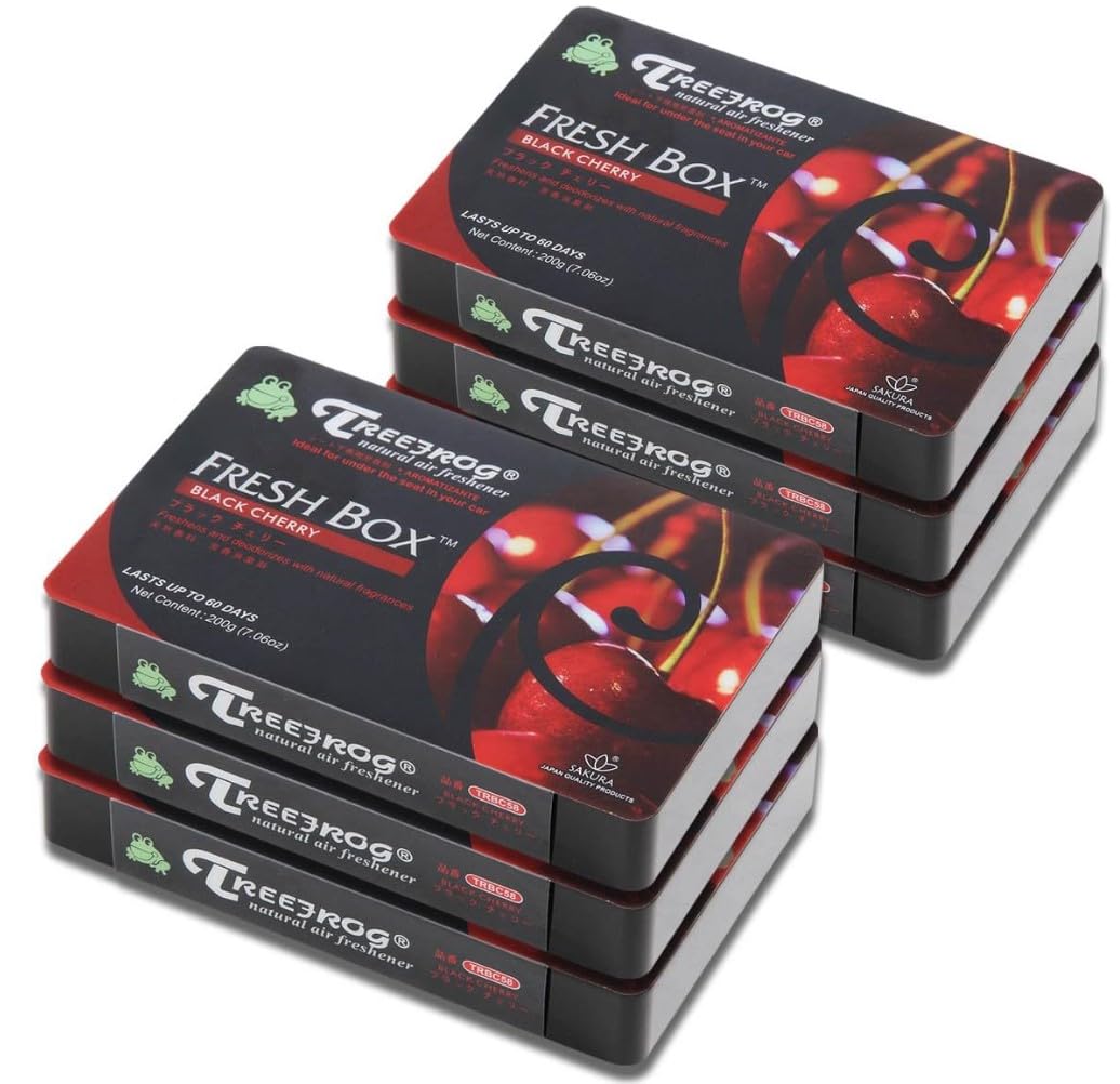 Pack of 6 TreeFrog Xtreme Fresh Under-The-Car Natural Air Freshener (Black Cherry Scented)