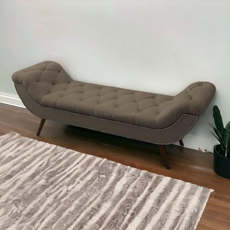 CRUZ INTERNATIONAL - online shopping-be ready ! Versatile Settee Sofa Ottoman Bench - Ideal for Your Home or Office (Khaki)