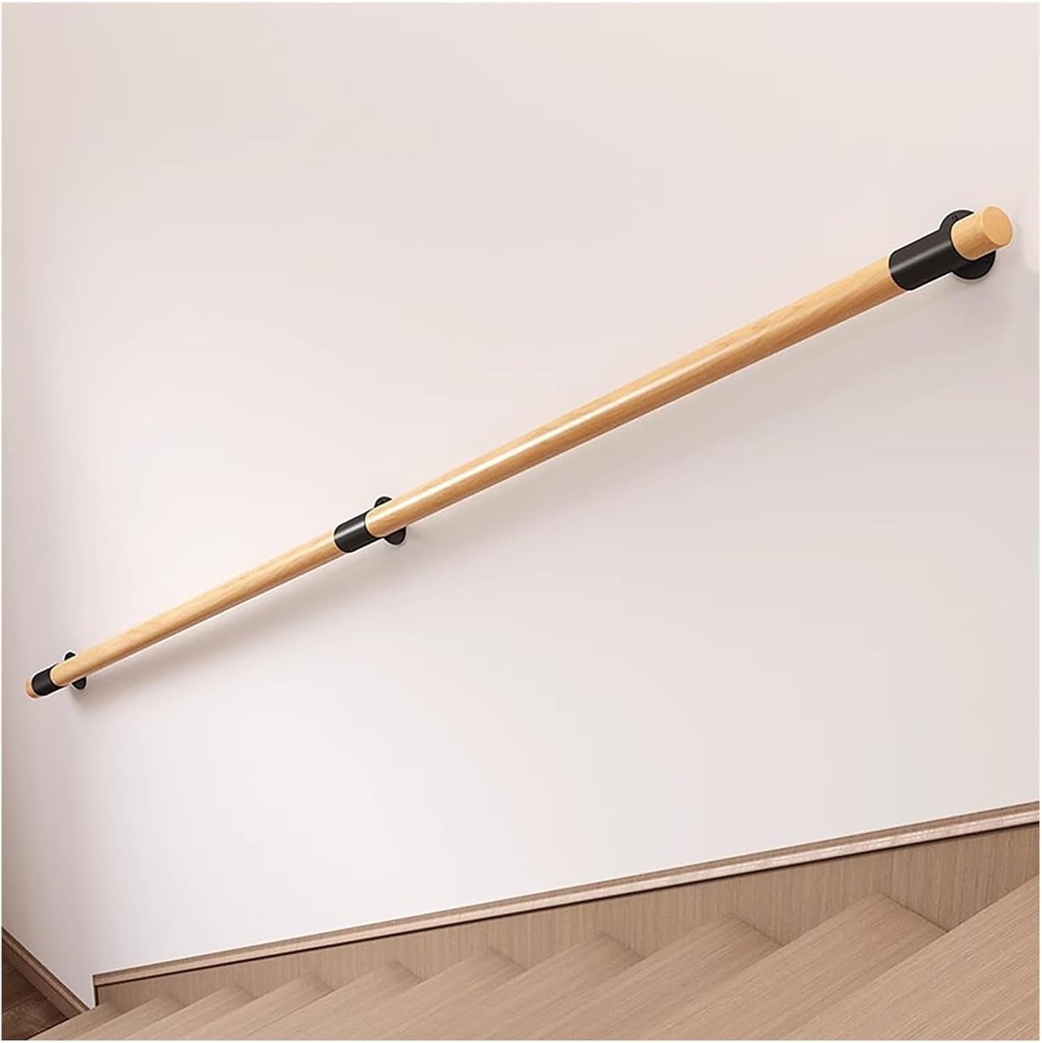 Wooden Handrail Stair Railing Support Rod for Villas Apartment Bars Lofts, Handicap Auxiliary Railing Kit(2.2m/7.2ft)