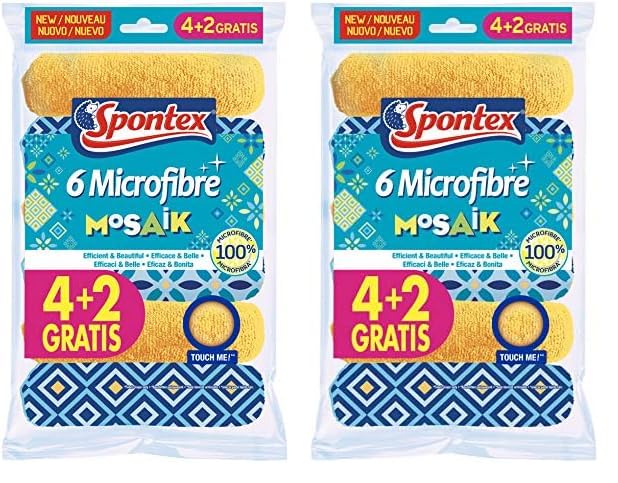 Spontex Mosaik - Pack de 6 Bayetas de Microfibra (Paquete de 2)