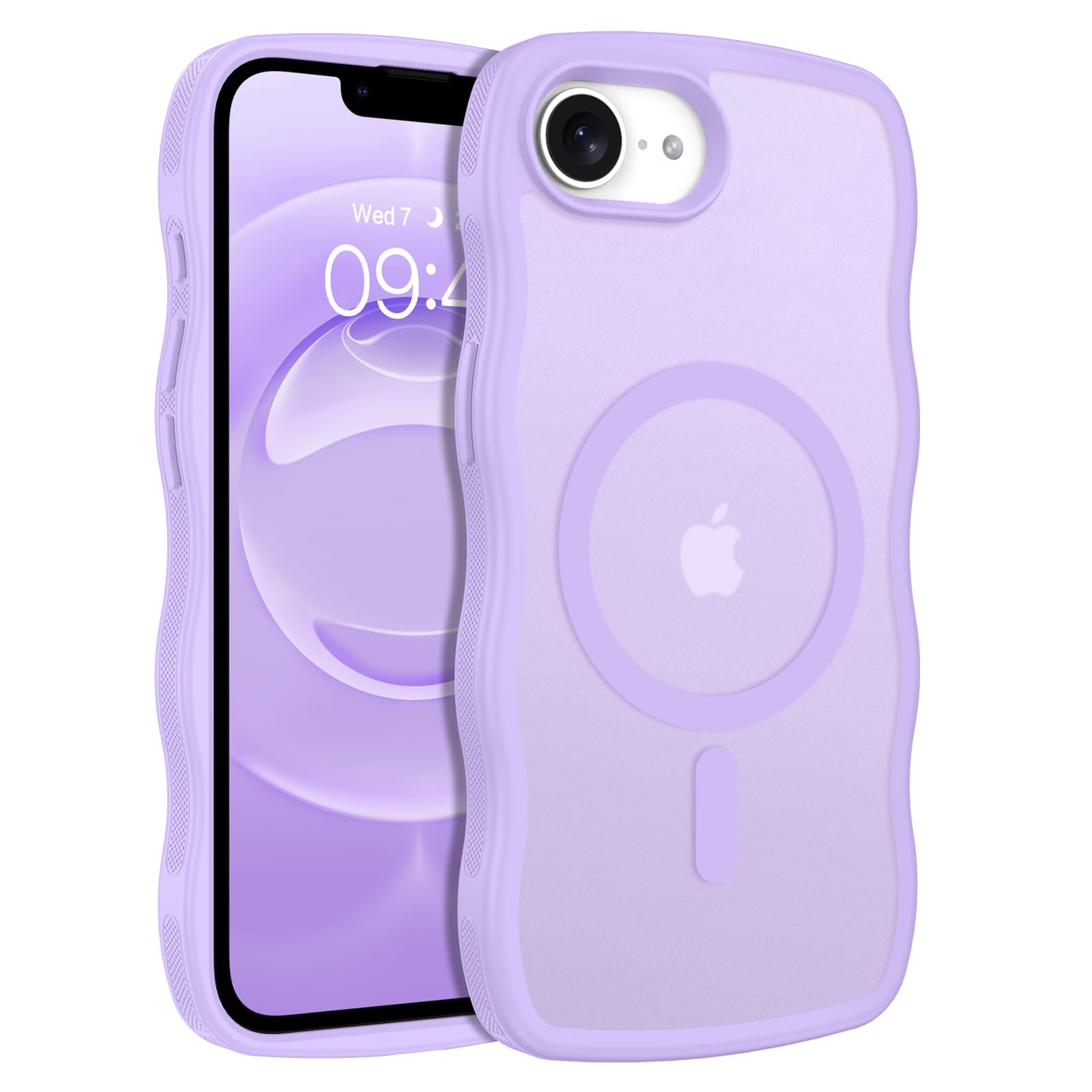 BENTOBEN for Magnetic iPhone 16e Case, [Compatible with Magsafe] [Curly Wave Frame Design] Non-Slip Easier Grip Shockproof Protective Bumper Cute