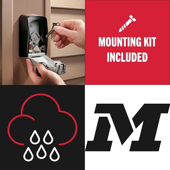 Master Lock Key Safe, 5401EURD, Wall Mounted, Medium, Strong Outdoor Weather Resistant Construction - Mounting Hardware Included